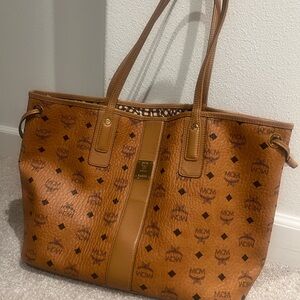 MCM Tan Leather Tote Bag